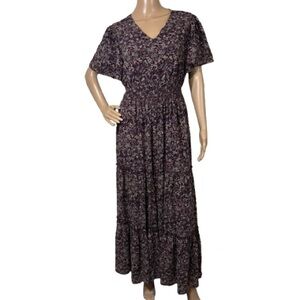MIKAROSE Floral Cottagecore Tiered Midi Dress Size M